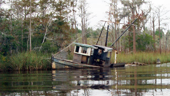 Sunken fishing boat